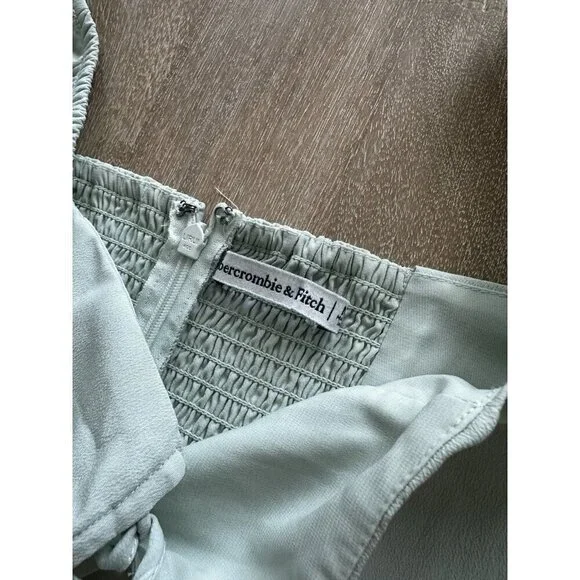 Abercrombie Long-Sleeve Lace-Up Flirty Mini Dress Mint Green Size Medium - Picture 4 of 8